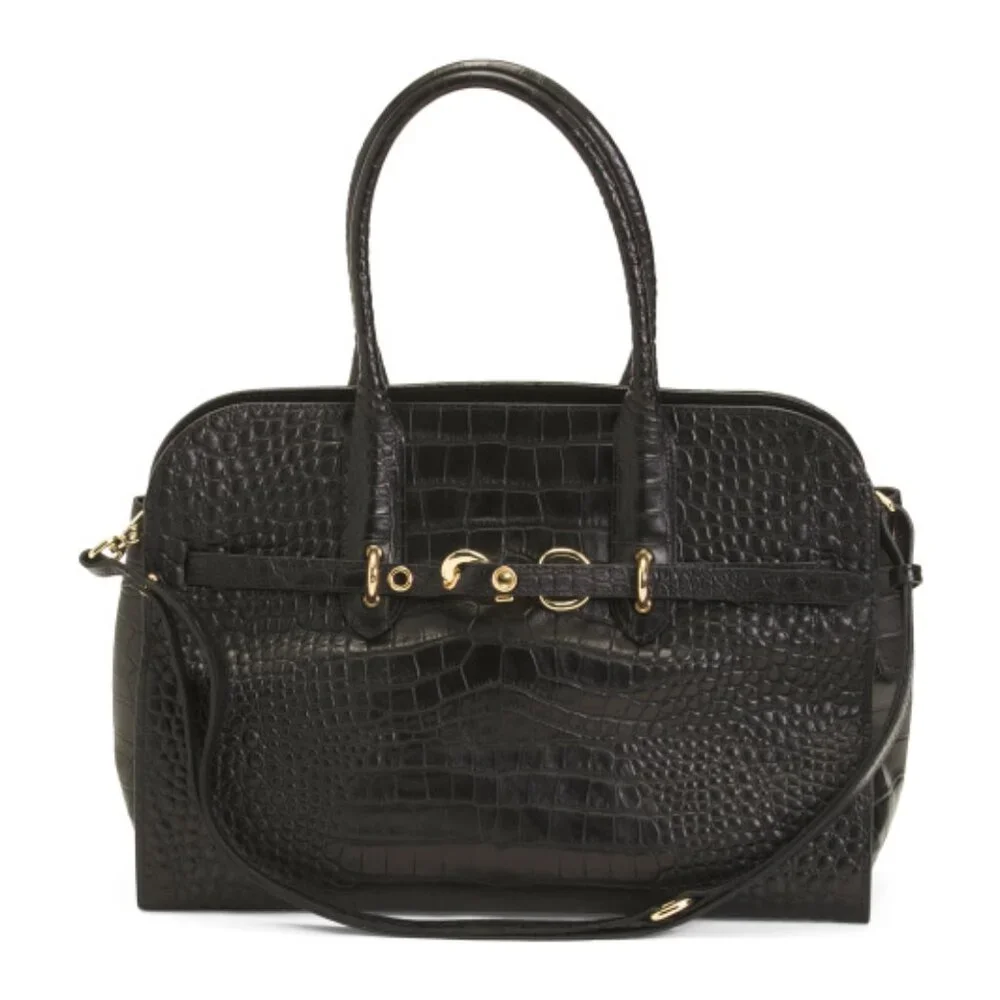 CLAUDIA Made In Italy Leather Croc Annalou Satchel